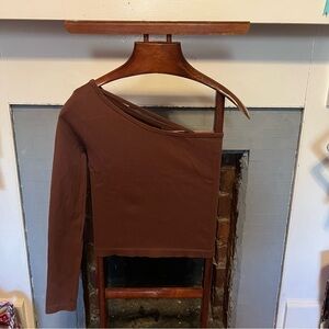 Brown One-Shoulder Top